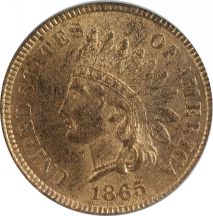 1865 Fancy 5 PCGS MS-64 RD.