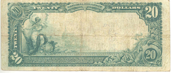 1902 $20.00. Benton, IL Blue Seal. F.