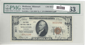 1929 $5.00. Wellston, MO Ty. 1. PMG CHCU.