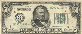 1928 $50.00 St. Louis Star.  F.