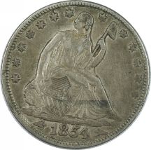 Two Seated Liberty Half Dollars.