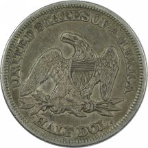 Two Seated Liberty Half Dollars.