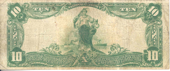 1902 $10.00. Sumter, SC Blue Seal. VG.