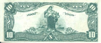 1902 $10.00. Oklahoma City, OK Date Back Blue Seal. XF.