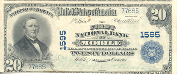 1902 $20.00. Mobile, AL Blue Seal. VF.