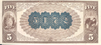 1882 $5.00. St. Louis, MO Brown Back. CHCU.