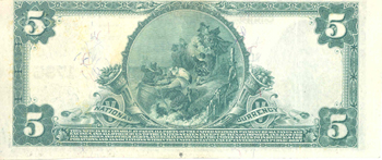 1902 $5.00. Kewanee, IL Blue Seal. VF.