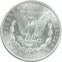 Two Morgan Silver Dollars.  AU-58.