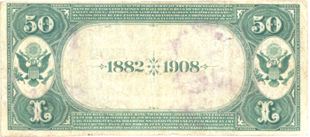 1882 $50.00. St. Louis, MO Serial# 2 Date Back. F.