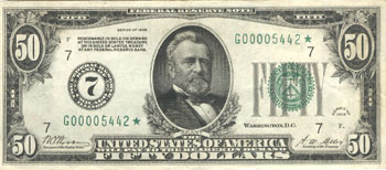 1928 $50.00 Chicago Star.  XF.