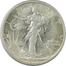 1917-D Obverse. AU-58.