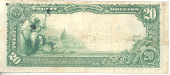 1902 $20.00. Okemah, OK Blue Seal. F.