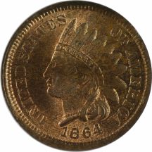 1864 Bronze w/o L. NGC MS-66.