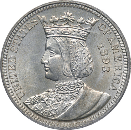 1893 Isabella Quarter. PCGS MS-64.