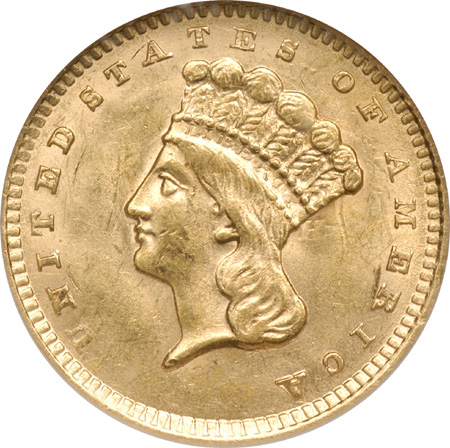 Two 1856 Gold Dollars. NGC MS-62.