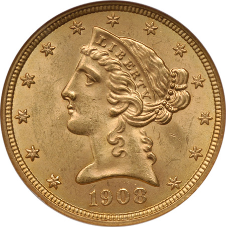 1908 Liberty. NGC MS-64.