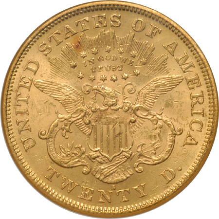 1875-S NGC AU-58.