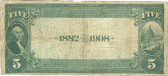 1882 $5.00. Williams, IA Date Back. F.