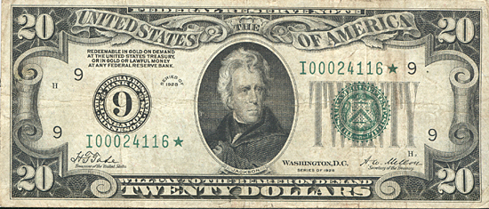 1928 $20.00 Minneapolis Star. F.