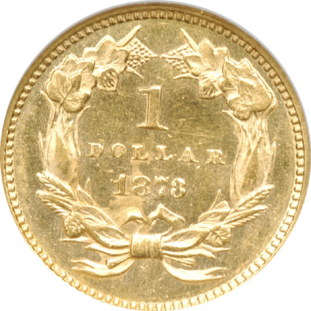 1873 Closed 3. ANACS MS-62 PL.