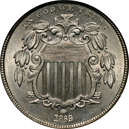 1869 Tall Date NGC MS-64.