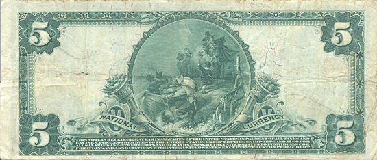 1902 $5.00. Jacksonville, IL Blue Seal. VF.