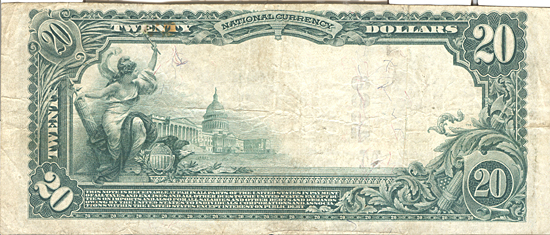 1902 $20.00. Lake City, IA Blue Seal. F.