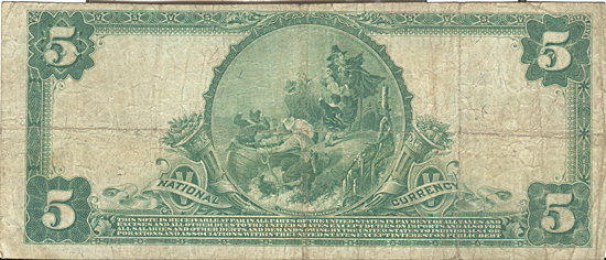 1902 $5.00. Oakland City, IA Blue Seal. F.