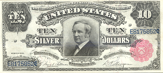 1891 $10.00. CHCU.