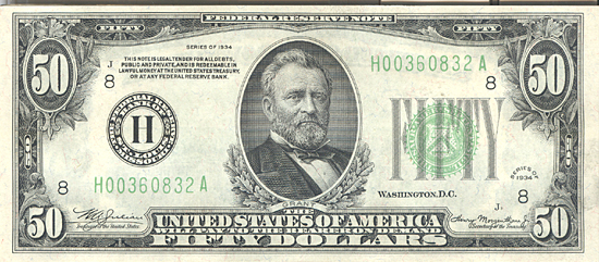 Twelve Sequential 1934 $50.00 St. Louis. CHCU.