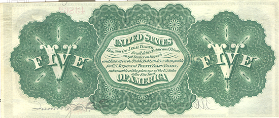 1862 $5.00. CHCU.