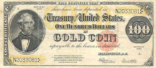 1922 $100.00. F.