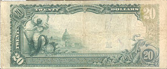 1902 $20.00. Virginia, MN Blue Seal. F.