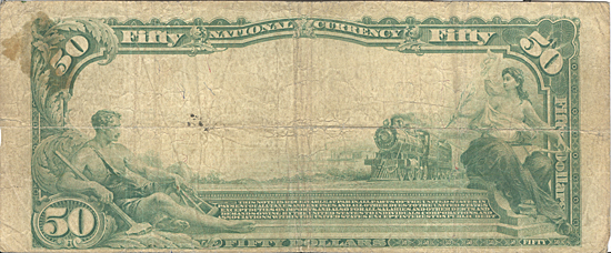 1902 $50.00. Houston, TX Blue Seal. VG.