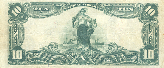 1902 $10.00. Columbia, IL Blue Seal. VF.