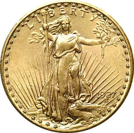 Four Saint Gaudens Double Eagles. Uncirculated.