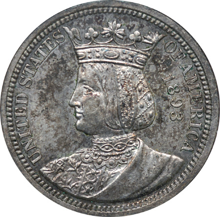 1893 Isabella Quarter. NGC AU-58.