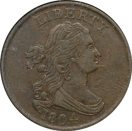 1804 Spiked Chin C-8, R-1. ANACS AU-53.