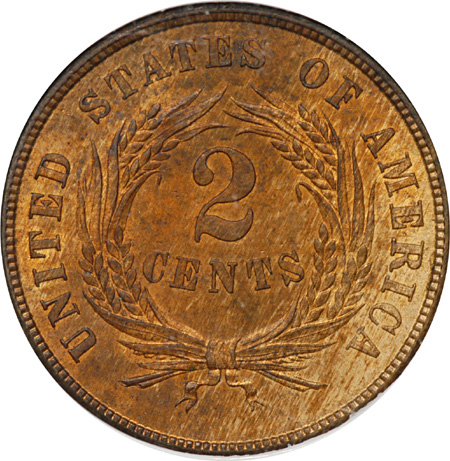 1864 Large Motto. NGC MS-64 RB.