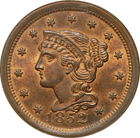 1852 ANACS MS-64 RB.