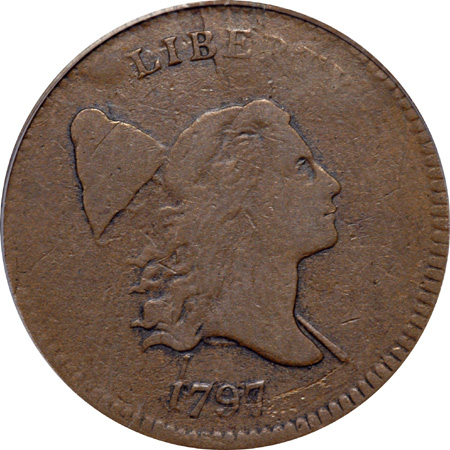 1797 1 Above 1, Plain Edge, C-1, R-2. PCGS VF-25.