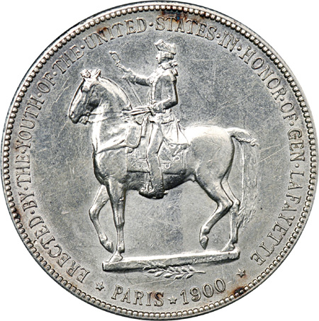 1900 Lafayette Dollar. AU-50.