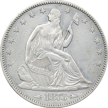 Two Seated Liberty Half Dollars.