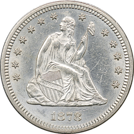 Two Seated Liberty Quarters.