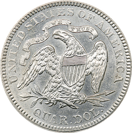 Two Seated Liberty Quarters.