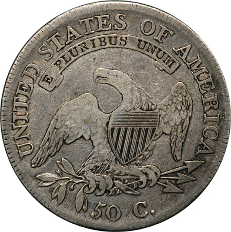 Two Capped Bust Lettered Edge Half Dollars.