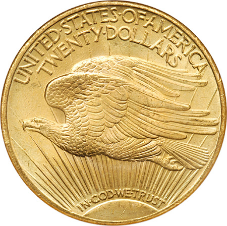 Five Saint-Gaudens Double Eagles. NGC MS-65.