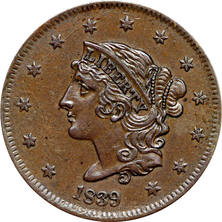 Two Coronet Head Large Cents.