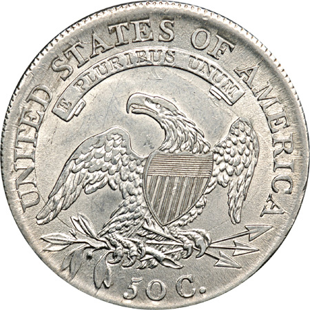 Two Capped Bust Lettered Edge Half Dollars.