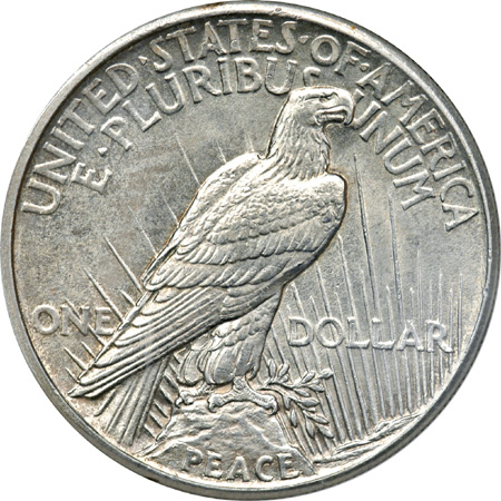 Two 1921 Silver Dollars.  Morgan and Peace MS-63.